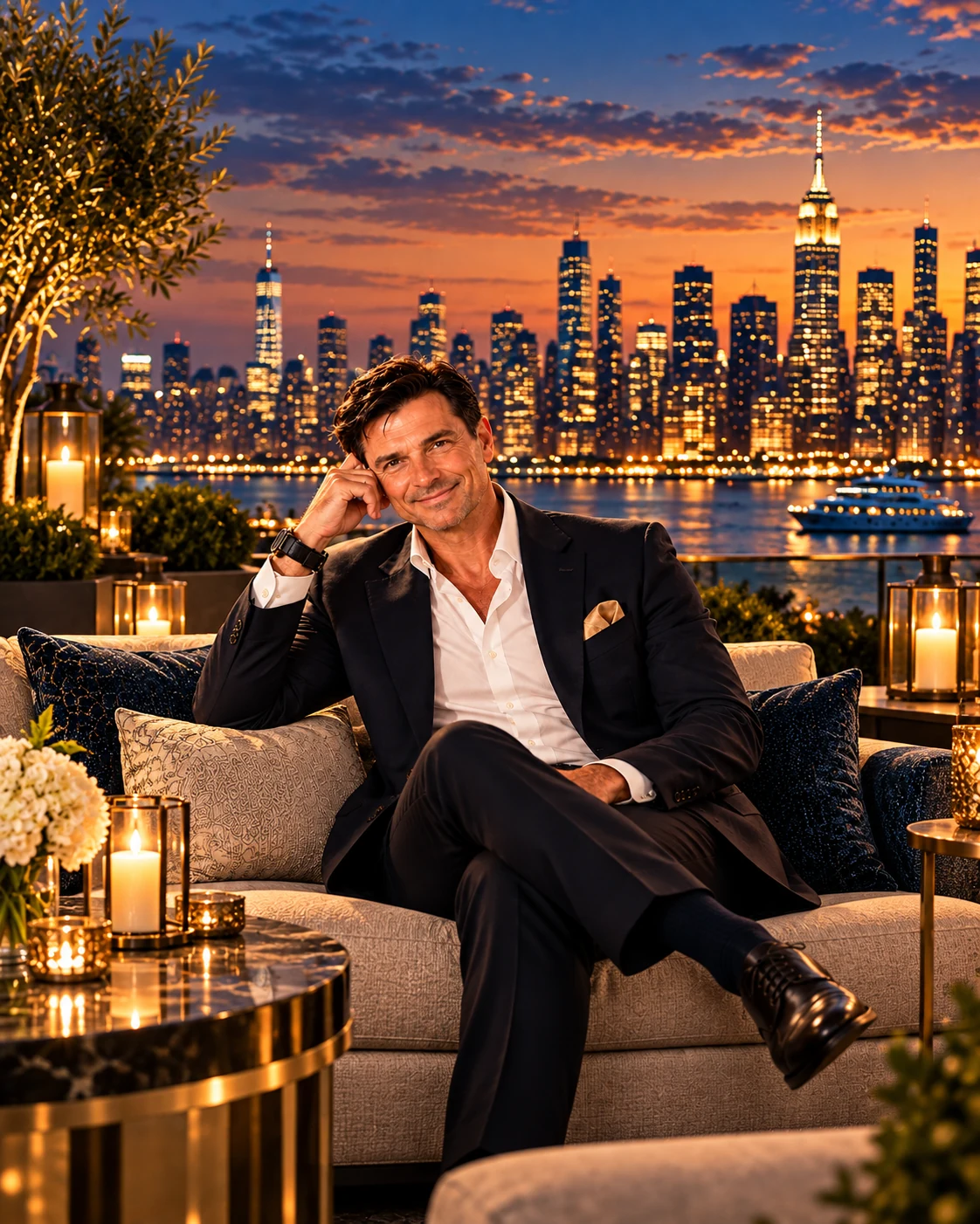 Creative concept portrait representing Dirk Persch and PERSANO® USA against an illustrative New York skyline